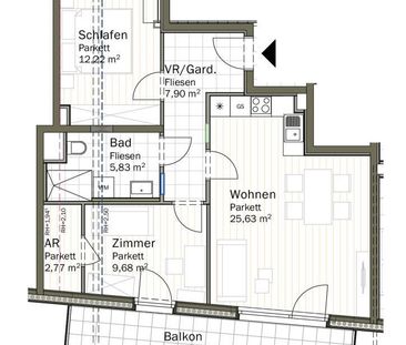 ERSTBEZUG - Geförderte 3-Zimmer Wohnung im Dachgeschoss zu vergeben! - Foto 2