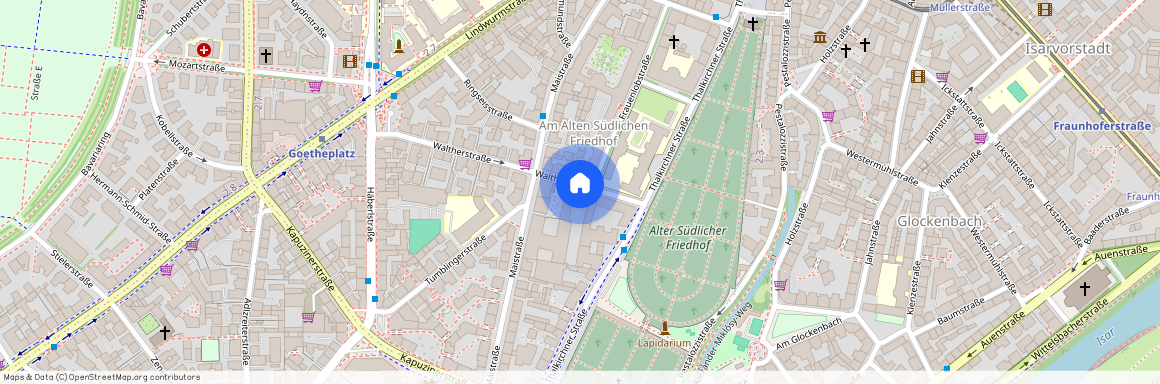 Waltherstraße, 80337 München Isarvorstadt ca. 1, 9 km south-west of Munich-center