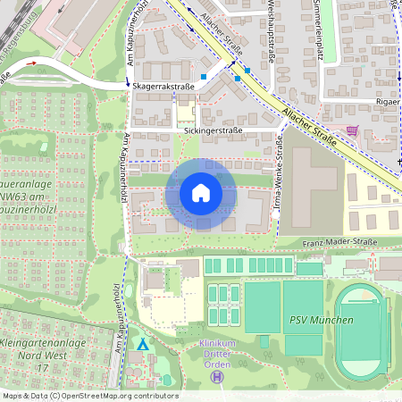 Am Kapuzinerhölzl, 80992 München Moosach ca. 6, 7 km north-west of Munich-center