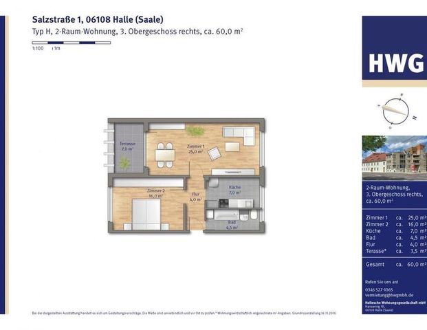schöne Wohnung mit Terrasse - Photo 1