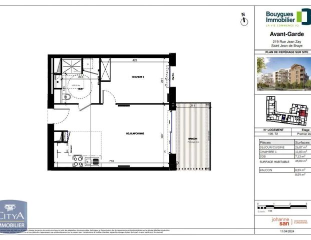 Appartement à louer 2 pièces 45.83m² - Photo 1