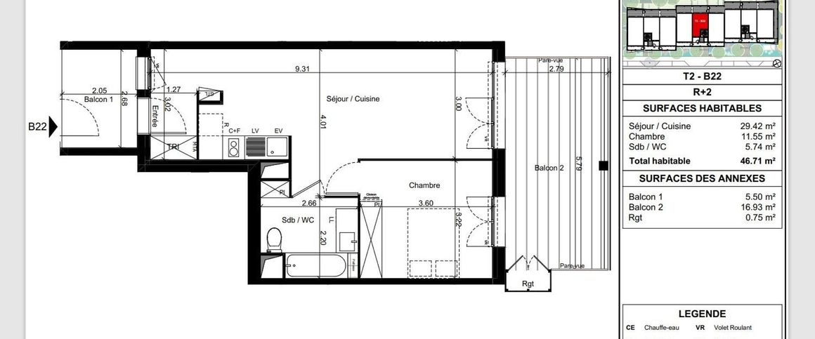 location Appartement T2 DE 46.71m² À TOULOUSE - Photo 1