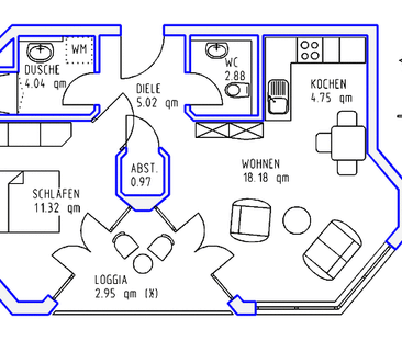 2 Zimmer, Kochnische, Dusche, sep.WC, Loggia, Aufzug, Tiefgarage, EG - Foto 2