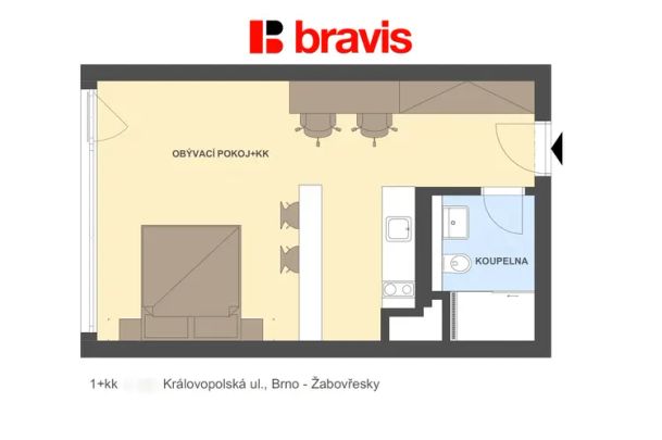 Pronájem 1+kk, Královopolská, Brno: All-in vybavení, wifi v ceně, gym, možnost parkování - Fotografie 1