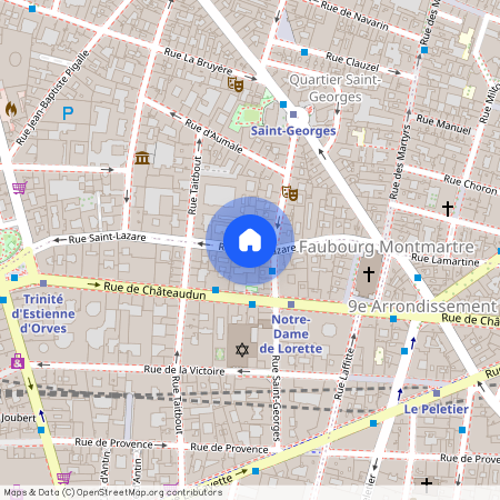 Rue Saint Lazare entre Rue Saint Georges et Rue Bourdaloue 75009 Paris (9e arrondissement)