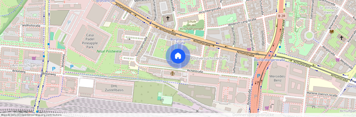 Burghausener Straße, 80634 München Neuhausen ca. 3, 8 km west of Munich-center