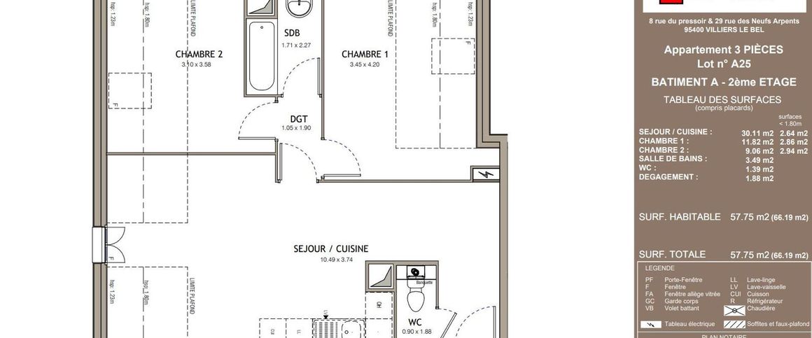 location Appartement T3 DE 57.75m² À VILLIERS LE BEL - Photo 1