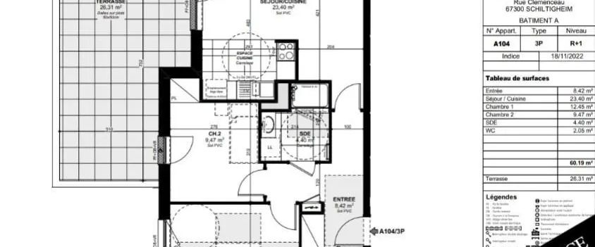 Appartement à louer 3 pièces 60.19m² - Photo 1