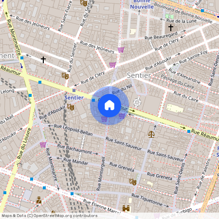 Rue Réaumur et rue des Petits Carreaux 75002 Paris (2e arrondissement)