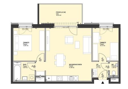 5 IN 22 - 3-Zimmer-Wohnung mit Balkon - 10 Jahre Befristung - direkt an der U2 Station - Miete 1220 Wien - Foto 5