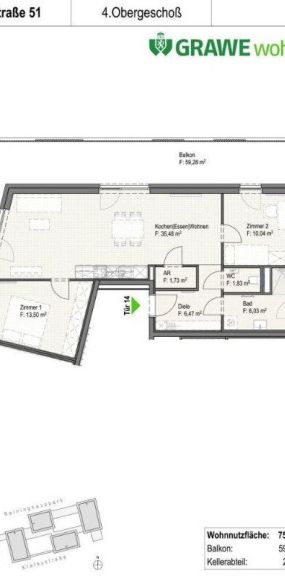 *75 m² moderne Wohnung in Reininghaus mit 36m² Balkon & Einbauküche – ab April 2026 verfügbar - Photo 2