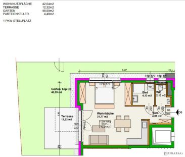 Blumengasse - ERSTBEZUG | 1 Zimmer Wohnung | Terrasse & Garten | zz... - Foto 2