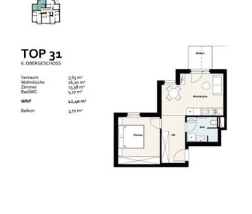 Miete: Vollmöblierte zentral begehbare 2-Zimmer Wohnung | Balkon | ... - Photo 6