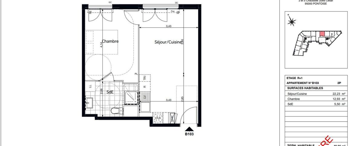 location Appartement T2 DE 40.66m² À PONTOISE - Photo 1