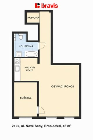 Pronájem bytu 2+kk 46 m², Nové sady 586, Brno - Photo 5