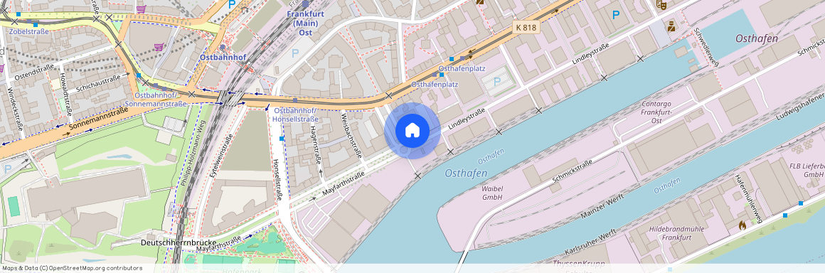 Exklusive Maisonette-Wohnung mit Panoramablick auf den Main im Frankfurter Ostend