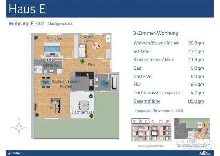 Moderne 3-Zimmerwohnungen mit Dachterrasse in Kehl - Photo 4