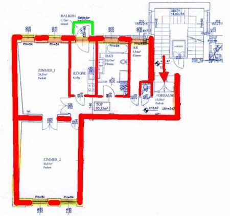AM GRABEN-NÄHE, 95 m2 Altbau mit Balkon, 2 Zimmer, Komplettküche, Wannenbad, Parketten, 4. Liftstock, Flügeltüren, Spiegelgasse - Foto 2