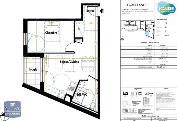 Appartement à louer 2 pièces 39.39m² - Photo 1