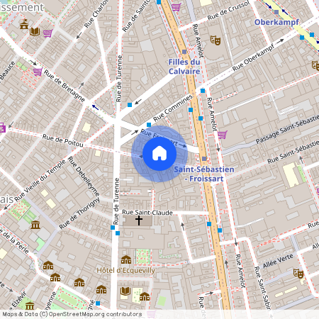 Rue du Pont aux Choux entre Bd des Filles du Calvaire et Rue de Turenne 75003 Paris (3e arrondissement)