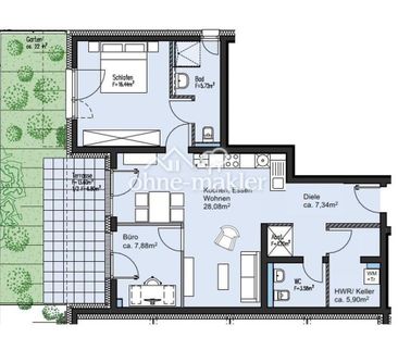 Neubau-Erstbezug KL Innenstadt-Ost - 3 Zimmer EG Wohnung mit EBK, T... - Foto 1