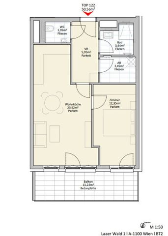 2 Zi Wohnung mit großen Balkon - nahe U1 (provisionsfrei!) - Foto 2