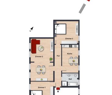 Großzügige 3-Zimmer-Wohnung in Stadtnähe// 1.OG rechts - Photo 5
