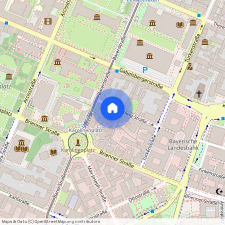 Prinz-Ludwig-Straße, 80333 München Maxvorstadt ca. 0, 9 km north-west of Munich-center