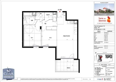 Appartement à louer 3 pièces 61.9m² - Photo 2