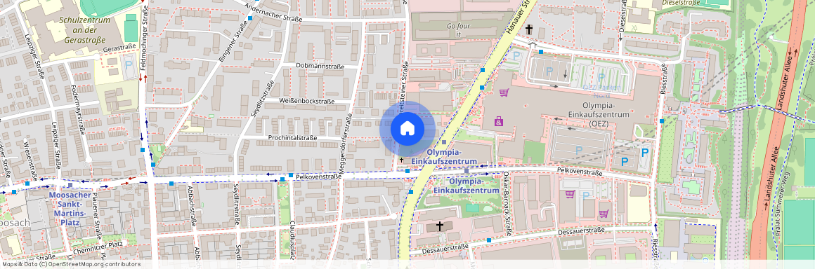 Ehrenbreitsteiner Straße, 80993 München Moosach ca. 6, 3 km north-west of Munich-center