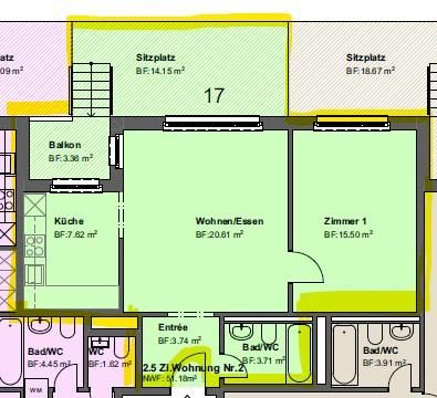 2.5 Zimmer, 52 m², EG - Foto 4