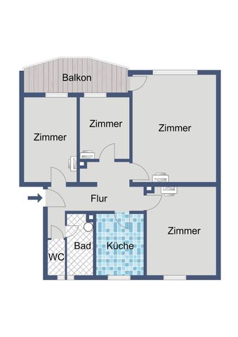 Gute geschnittene Wohnung mit Balkon - Photo 2