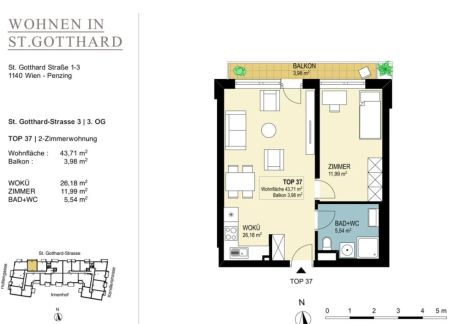 Wohnen im Herzen von Penzing - direkt bei der U3 Kendlerstraße - kompakte 2-Zimmer Wohnung mit guter Raumaufteilung - ab 01.02.2026 - Foto 2