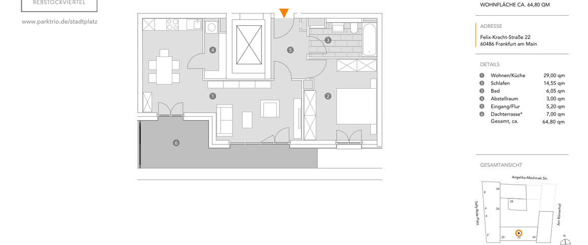 Großzügig geschnittene Wohnung mit Dachterrasse und Grünblick - Photo 1