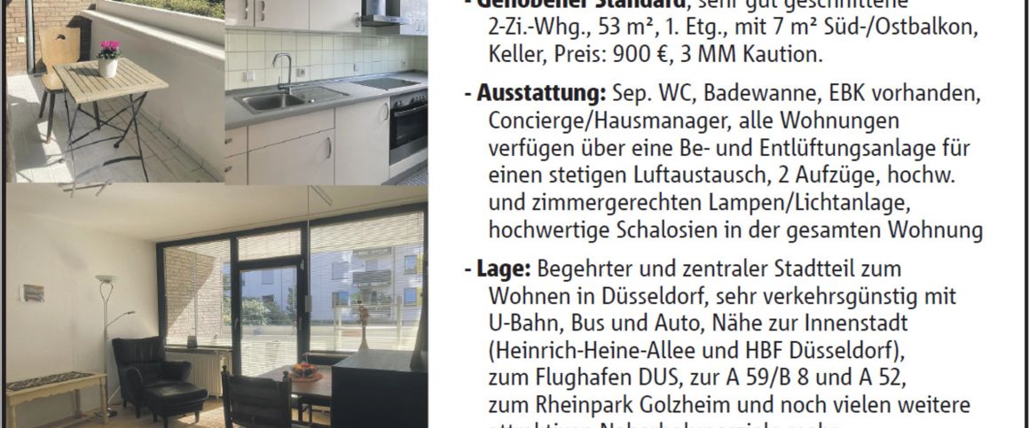 2-Zi.-Whg. in Düsseldorf-Golzheim zu vermieten - Photo 1