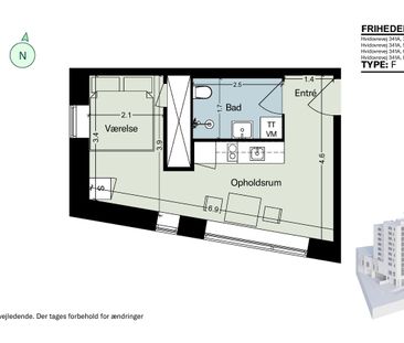 Indretningsvenlig 1-vær. lejl. med stort badeværelse og køkken-alrum - Photo 5