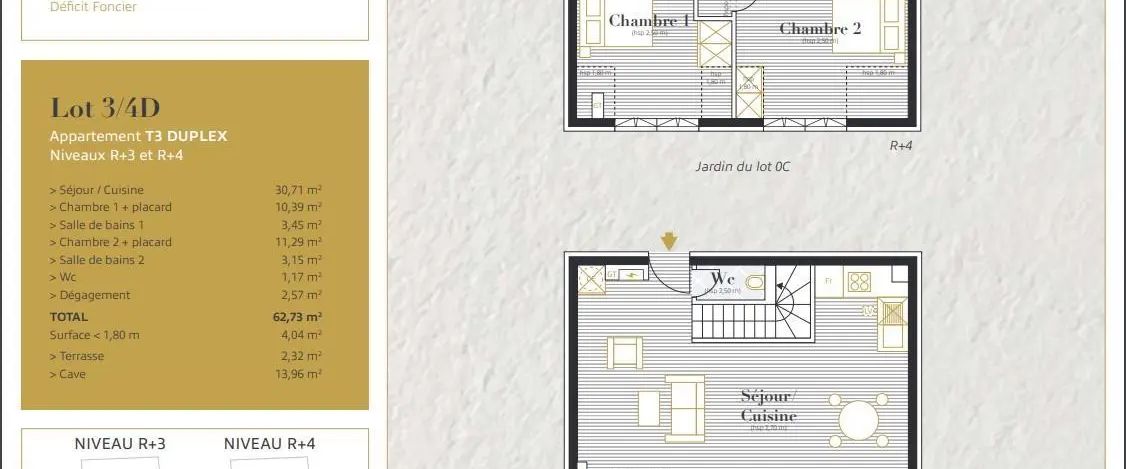 Appartement à louer 3 pièces 62.73m² - Photo 1