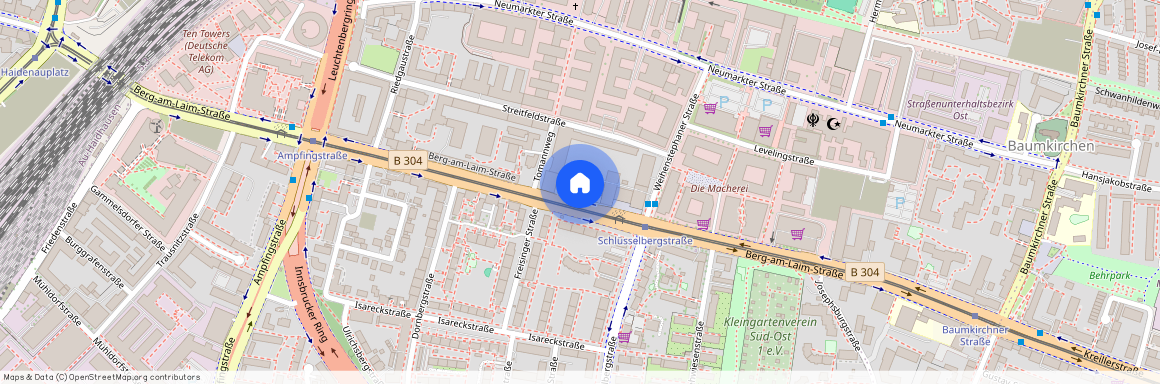 Berg-am-Laim-Straße, 81673 München Berg am Laim ca. 3, 2 km east of Munich-center