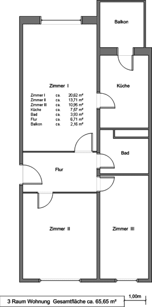 3- Raumwohnung mit Balkon im Angebot! - Foto 2