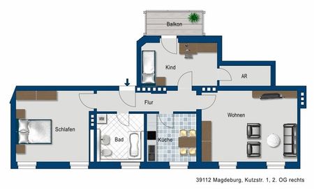 geräumige 3-Zimmer Wohnung mit Balkon und Abstellraum - Photo 3