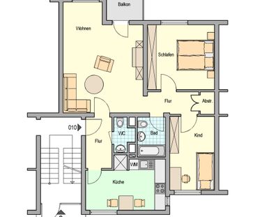 Schöne 3 Zimmerwohnung zwischen Leimen und Walldorf - Foto 1
