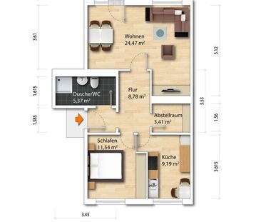 2-Zimmer Mietwohnung - Gruna - Photo 4