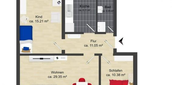 Helle 3-Zimmer-Wohnung mit großem Balkon im Herzen von Burg - Foto 3