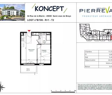 B106 - Appartement neuf Saint Jean De Braye 2 pièce(s) 39.64m2 - Photo 6