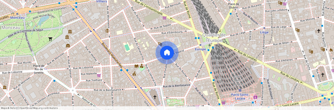 Rue du Rocher entre rue de Vienne et rue de Naples 75008 Paris (8e arrondissement)