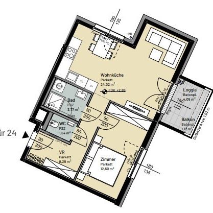 Erstbezug: 2-Zimmer-Wohnung mit Loggia/Balkon - in Grünruhelage in 1210 Wien zu mieten - Photo 1