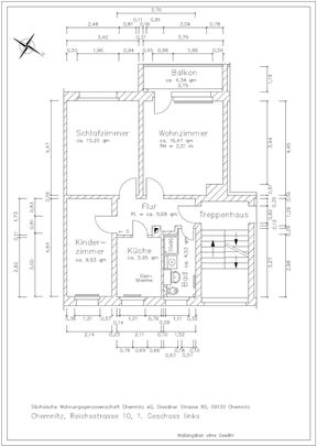 Helle 3 Zimmerwohnung mit Dusche und Balkon - Foto 1