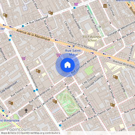 Rue Saint-Maur between rues Lacharrière et Chemin Vert 75011 Paris (11e arrondissement)