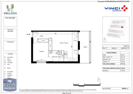 Appartement à louer 2 pièces 44.73m² - Photo 3