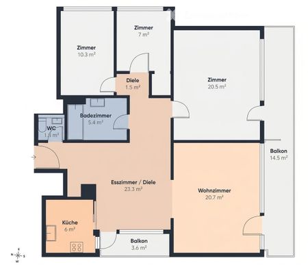 Helle 4.5-Zimmer-Wohnung im 10. OG in Baden - Photo 4